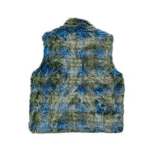 NAMESAKE - Harlow Plaid Faux - Fur Vest - ECLIPSE GRID